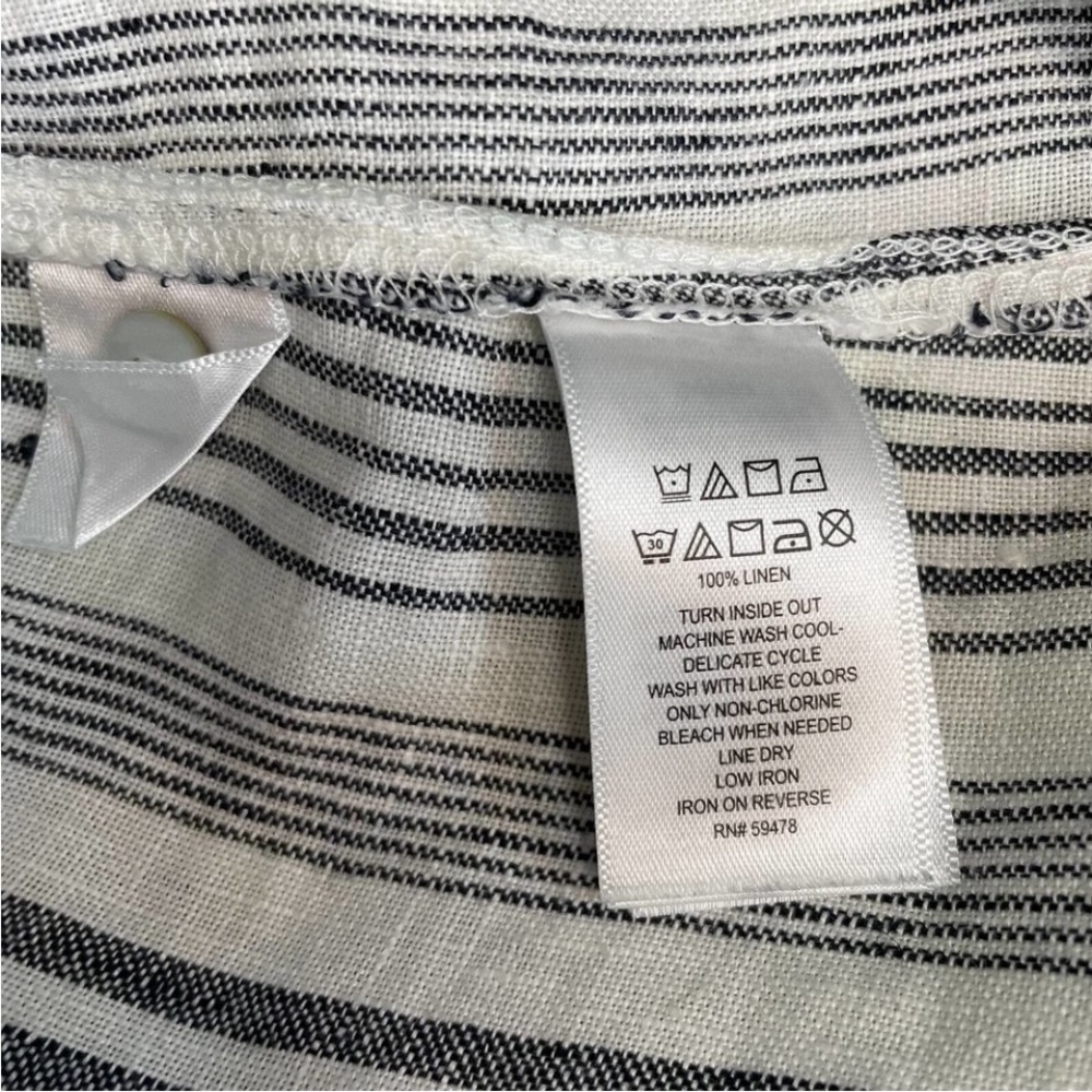 Tahari Womens Shift Dress Gray White Stripe Button Sleeveless 100% Linen Plus 2X - Picture 4 of 6